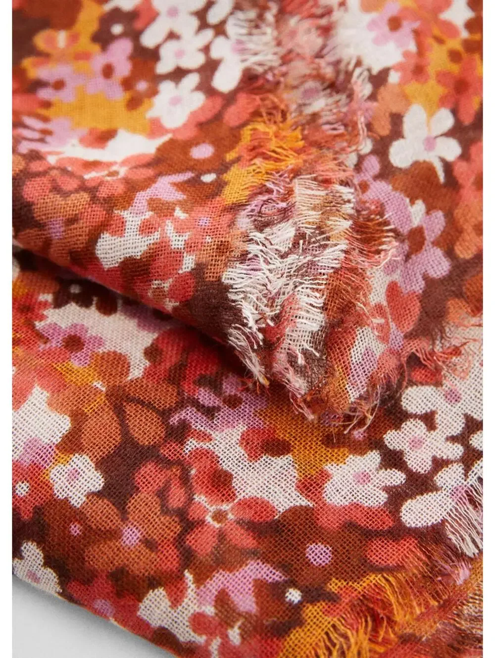 Mango Linen Blend Floral Print Scarf NWT Florence Pink Orange